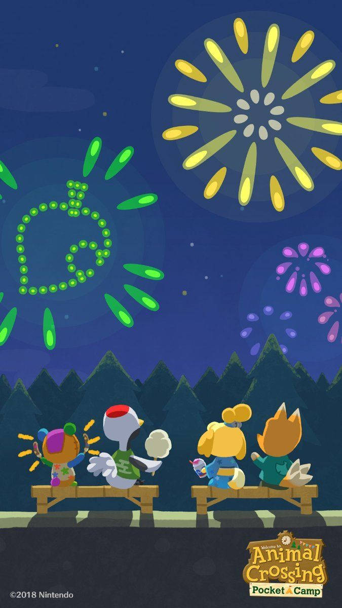 Celebrate The Magic Of Summer In Animal Crossing With Fireworks. Wallpaper