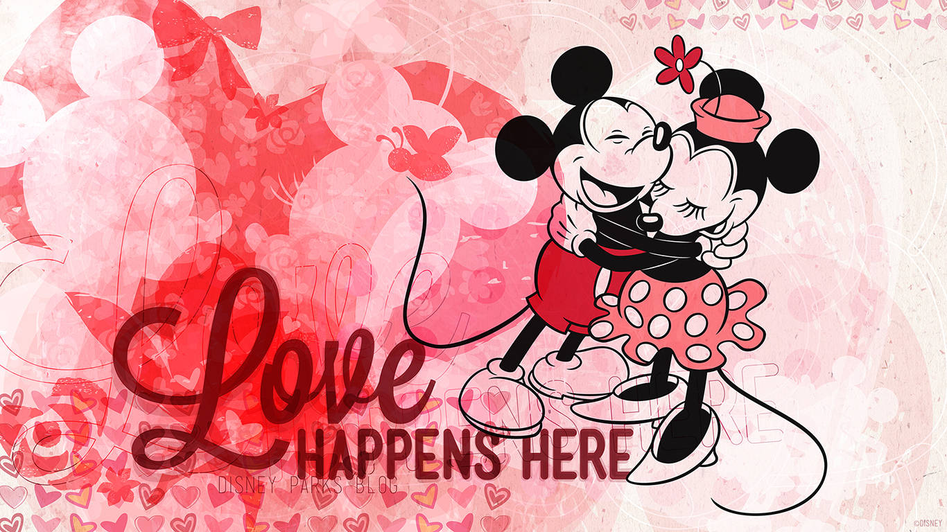 Celebrate Valentine's Day With The Iconic Couple Minnie And Mickey Mouse! Wallpaper