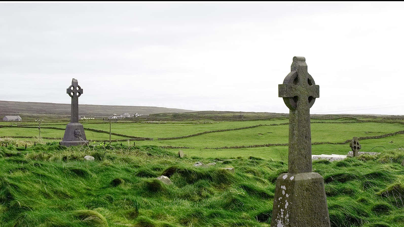 Celtic Irish Tombstones On Sunny Day Wallpaper