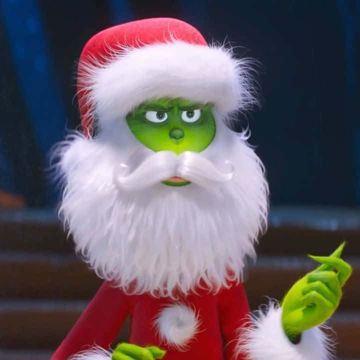 Character Cute Grinch Wearing Santa Clause Costume Wallpaper