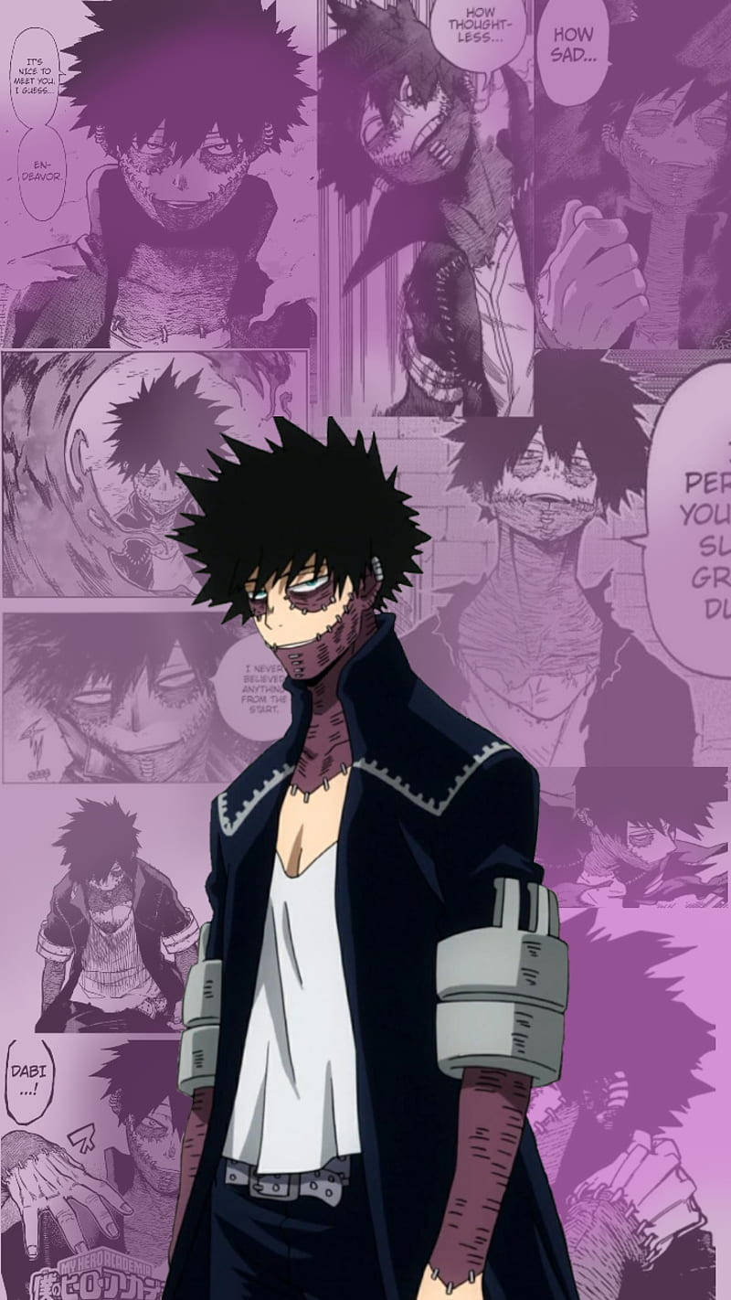 Charismatic Dabi Captured In Unique Purple Manga Panel Wallpaper