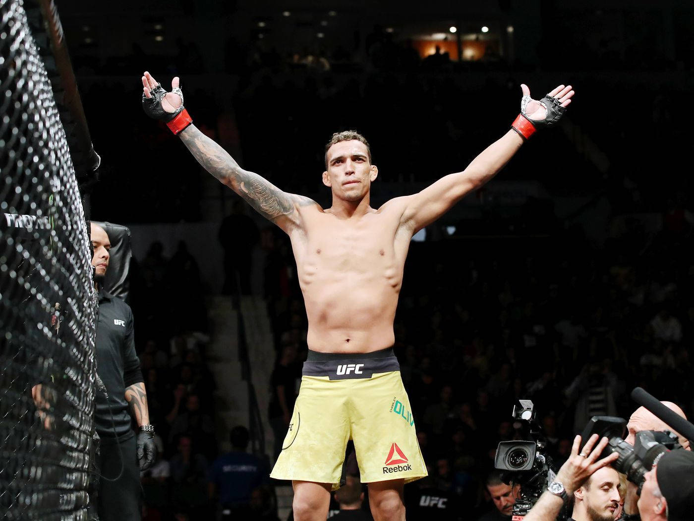 Charles Oliveira Triumphant Pose Wallpaper