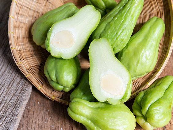 Chayote Vegetables In Weaved Basket Wallpaper