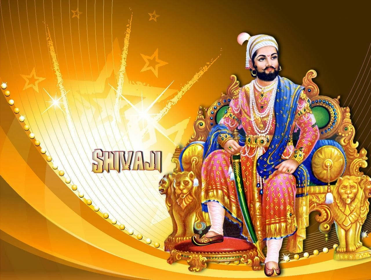 Chhatrapati Shivaji Maharaj On Gold Throne Wallpaper