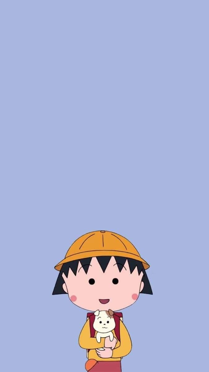 Chibi Maruko Chan Purple Background Wallpaper