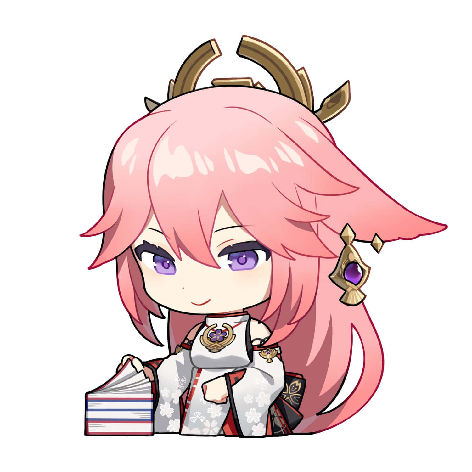 Chibi Yae Miko Pfp With Books Wallpaper