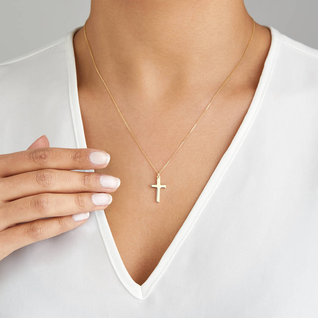 Chic Golden Christian Cross Necklace Wallpaper