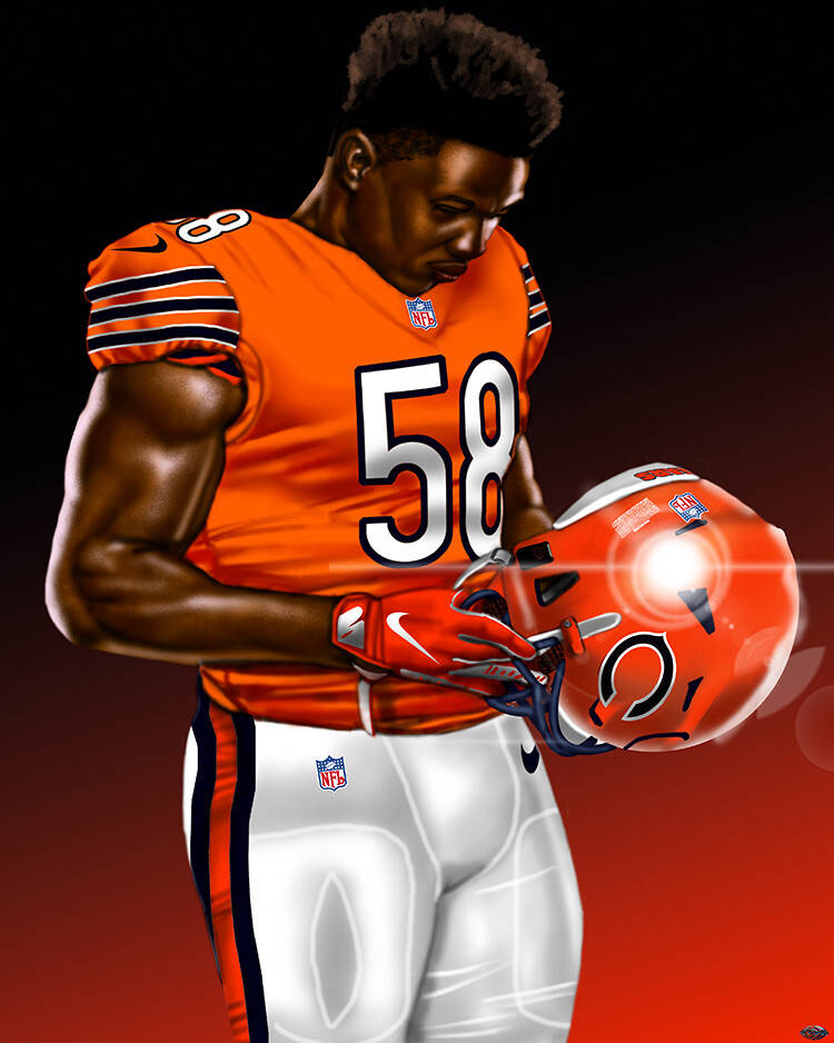 Chicago Bears Roquan Smith Artwork Wallpaper