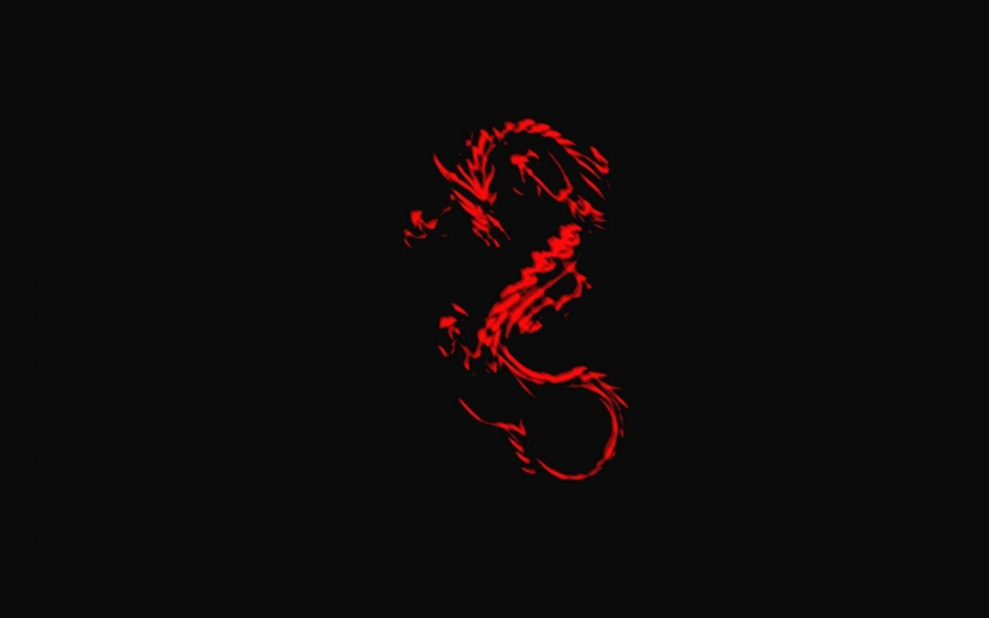 Chinese Minimalist Red Dragon Black Wallpaper