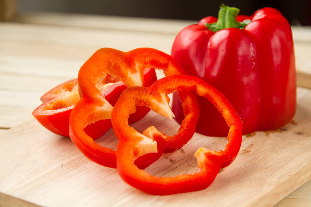 Chopped Red Bell Pepper Fruits Wallpaper