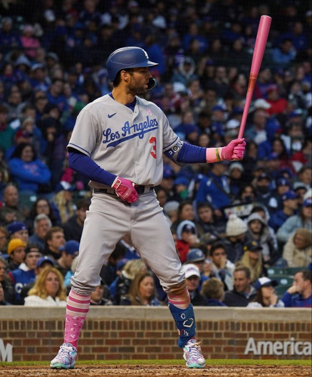 Chris Taylor Holding A Pink Bat Wallpaper