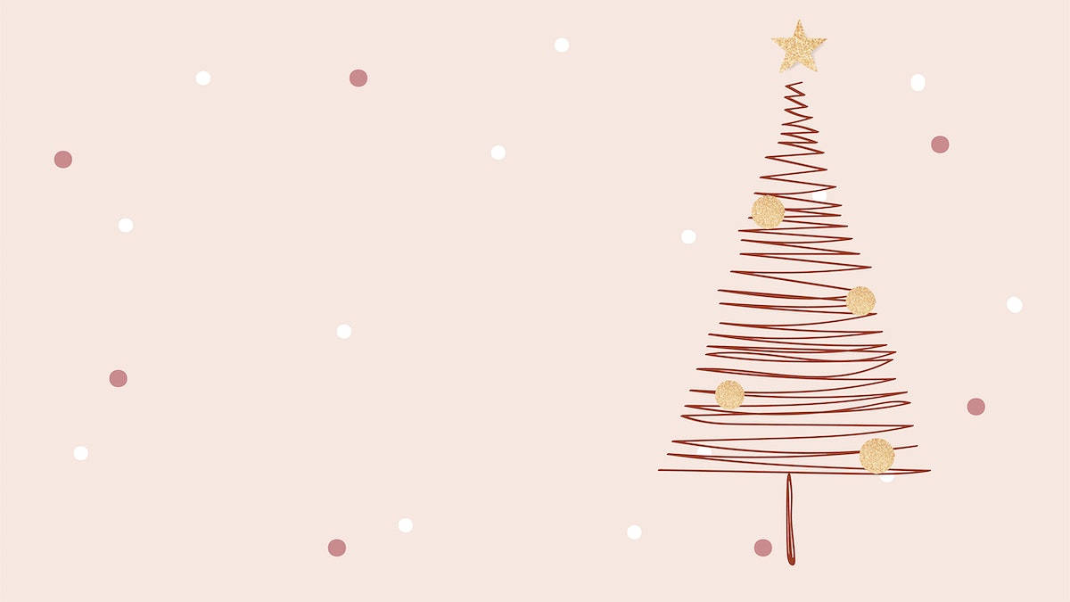 Christmas Aesthetic Desktop Cartoon Tree Wallpaper