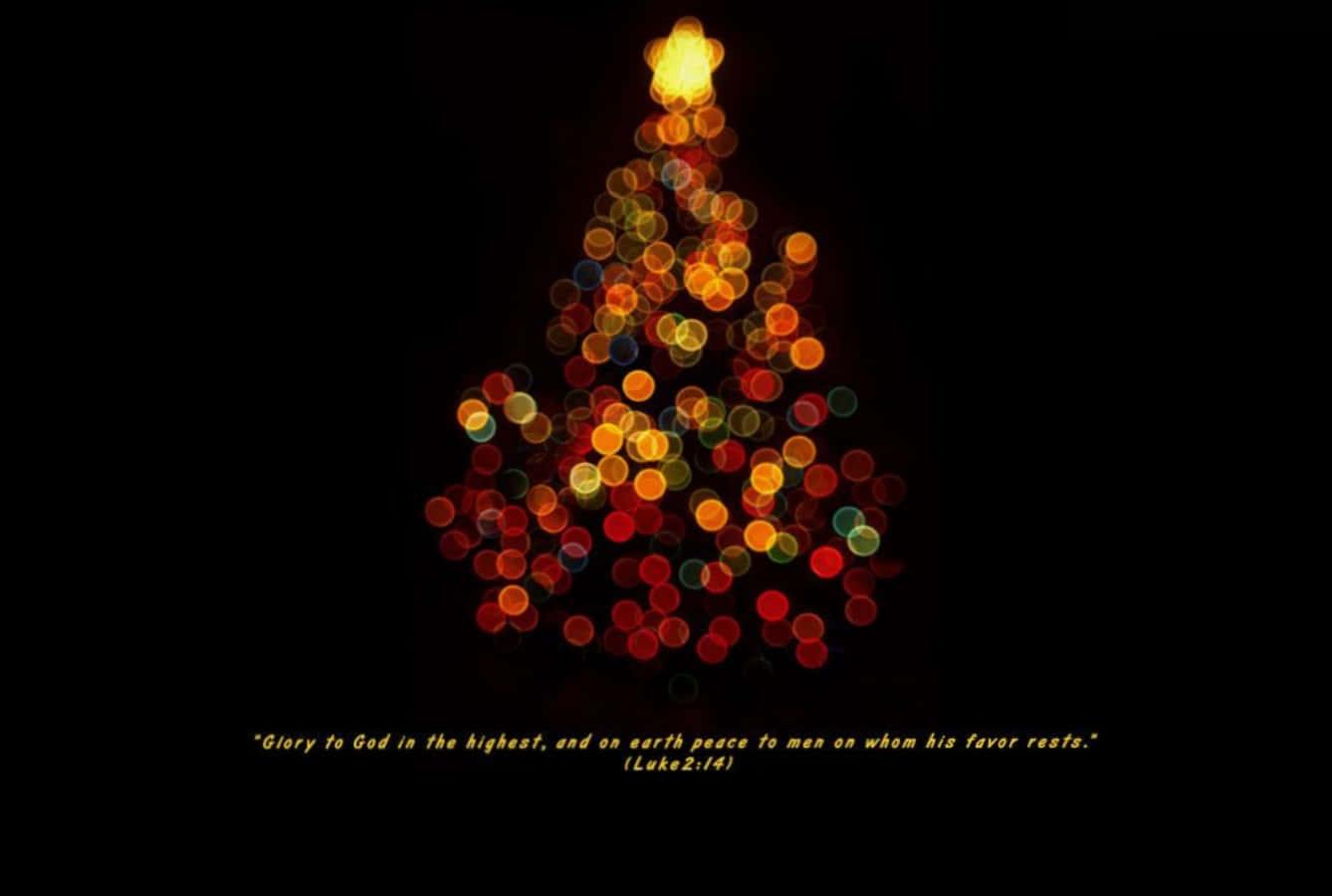 Christmas Scripture Christmas Tree Blur Wallpaper