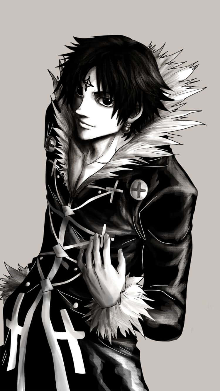 Chrollo Lucilfer Greyscale Drawing Wallpaper