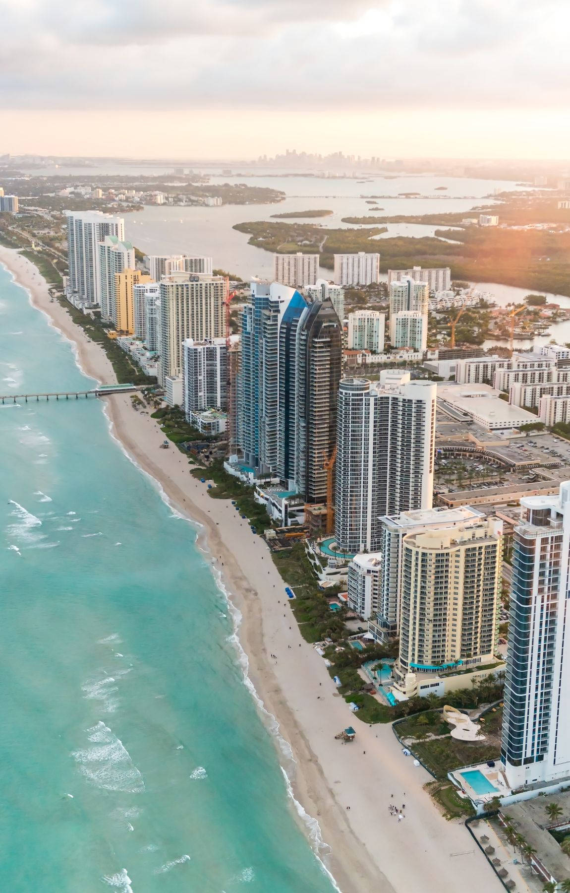 City Beach Sunrise Aerial Shot Wallpaper