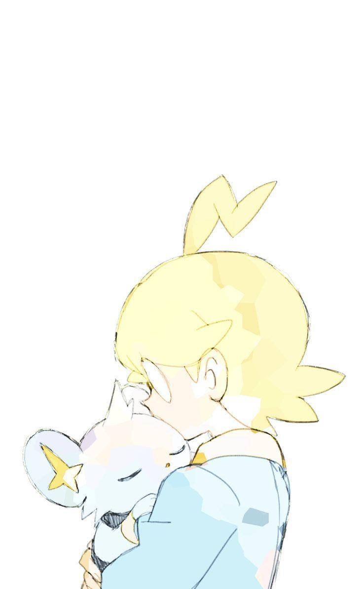 Clemont Hugging Shinx Wallpaper