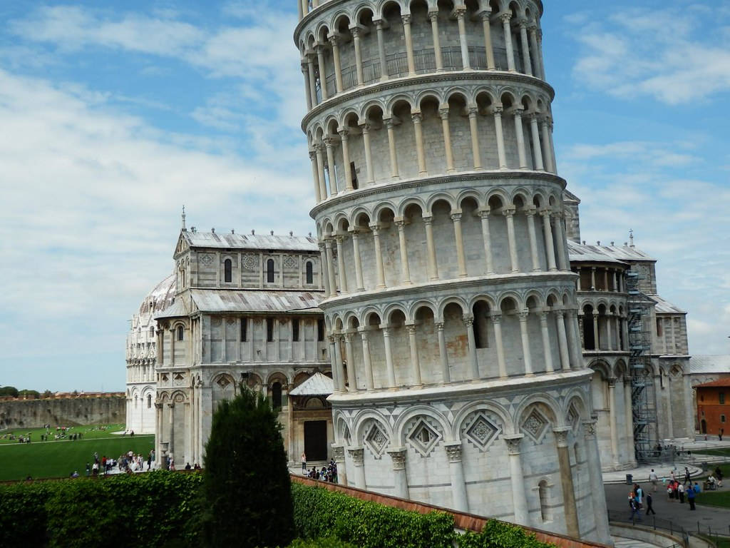 Close-up View Of The Magnificent Leaning Tower Of Pisa During Daylight Wallpaper