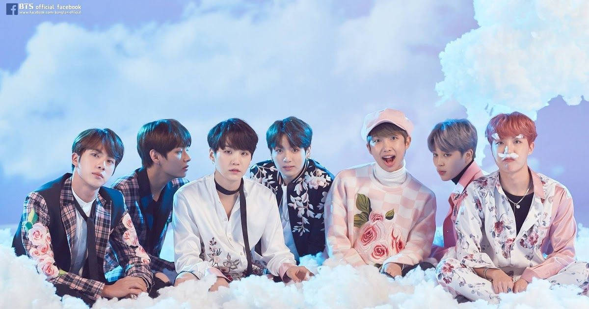 Cloud Bts Group Photo Wallpaper