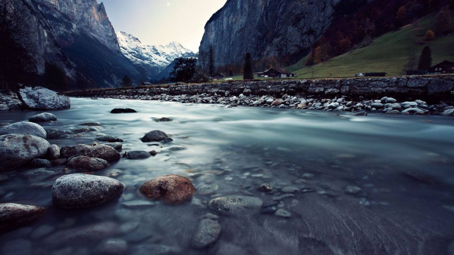 Cold Mountain River Hd Landscape Desktop Wallpaper