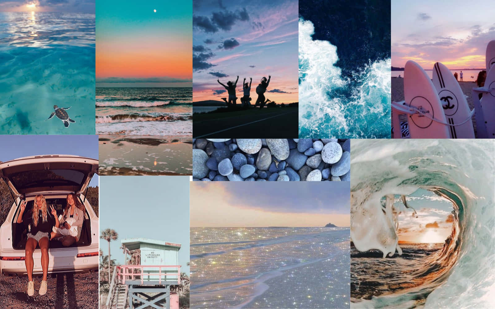 Collage Aesthetic Summer Trip Laptop Wallpaper