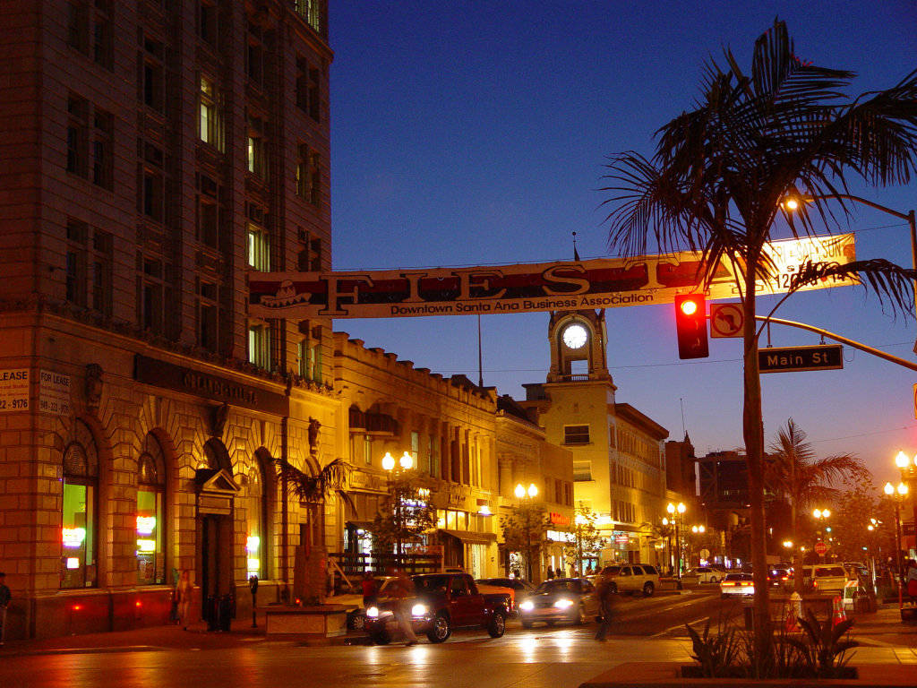 Colorful Banners In Downtown Santa Ana Wallpaper