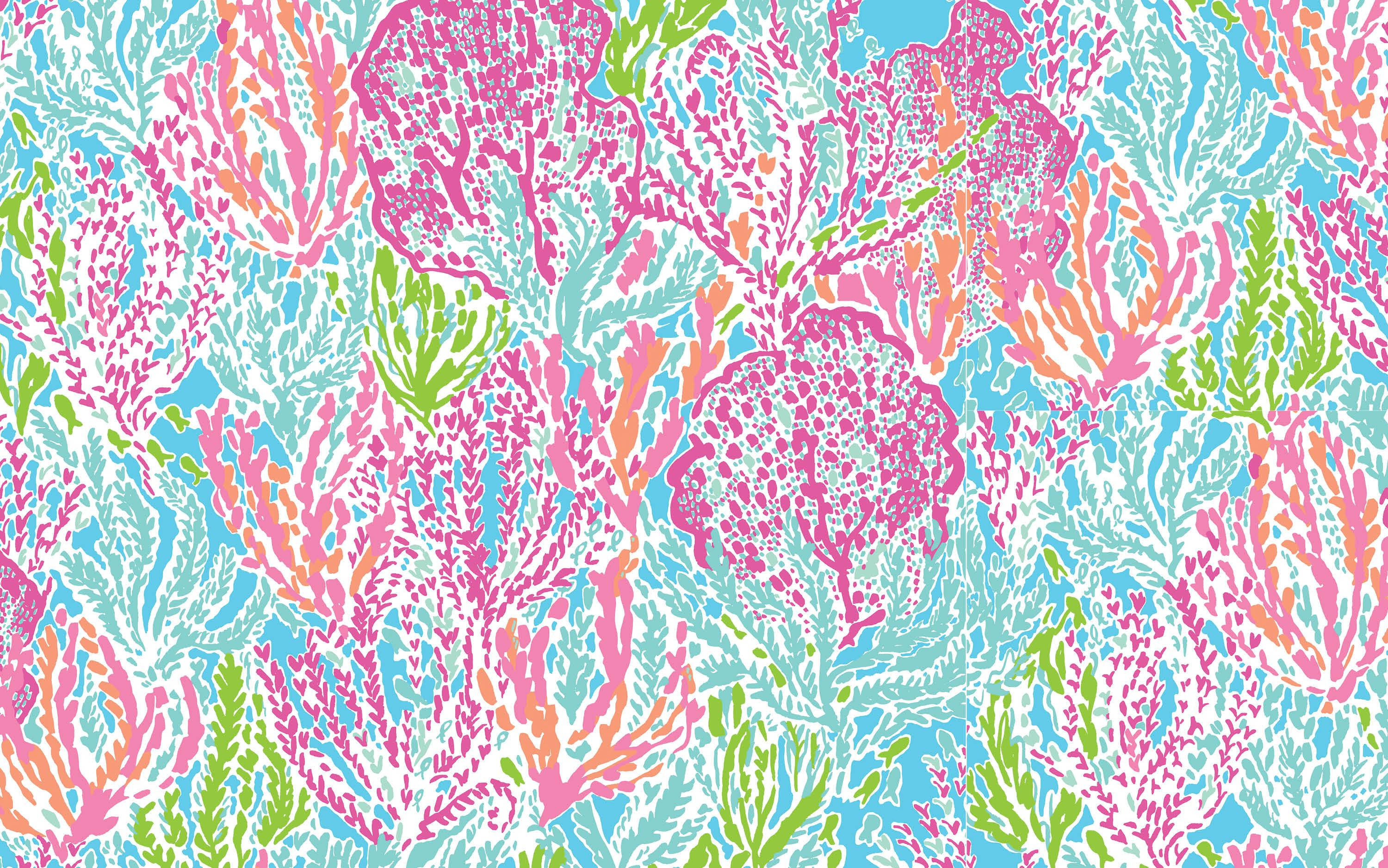 Colorful Corals Lilly Pulitzer Desktop Wallpaper