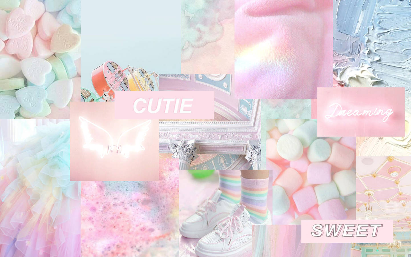 Colorful Cute Pastel Mood Board Wallpaper