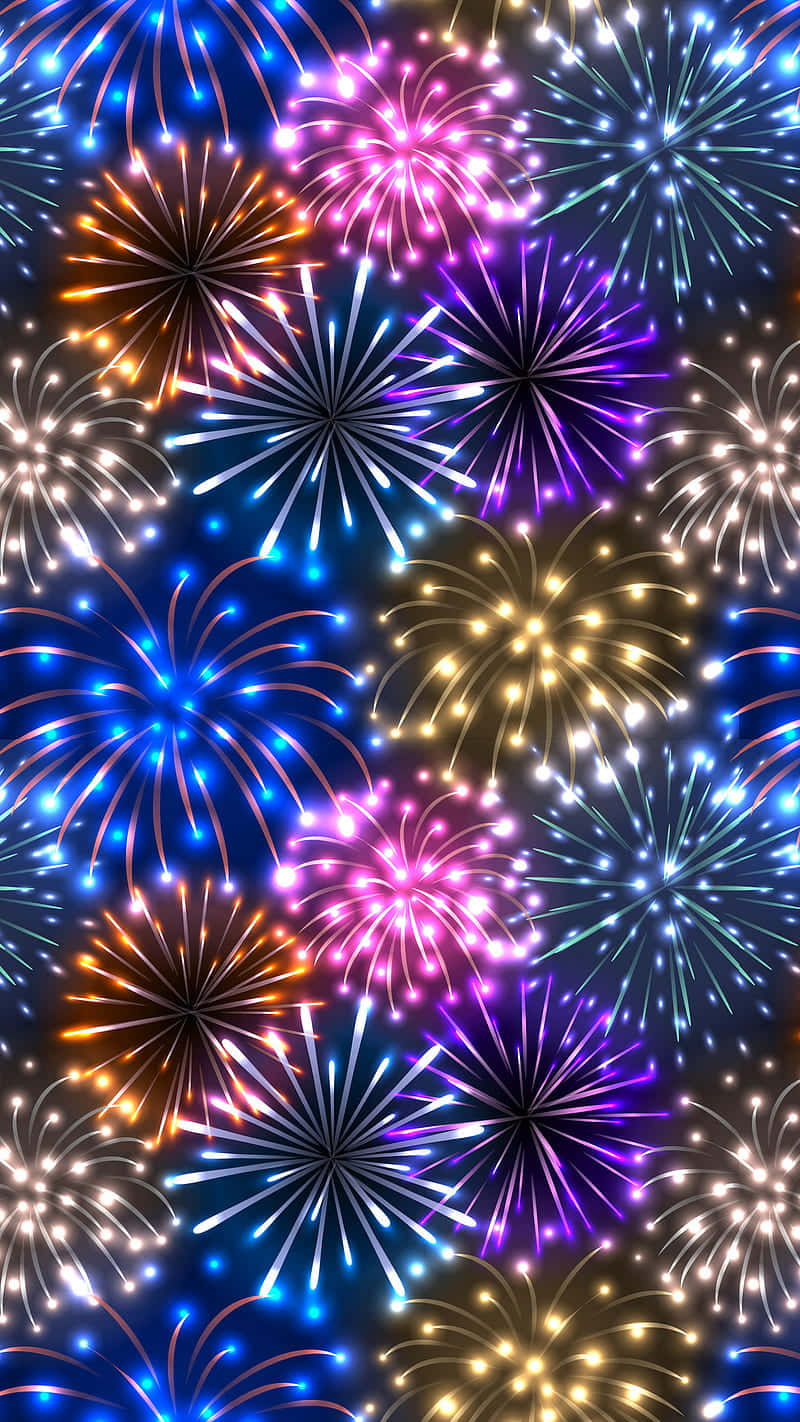 Colorful Fireworks Display Pattern Portrait Wallpaper