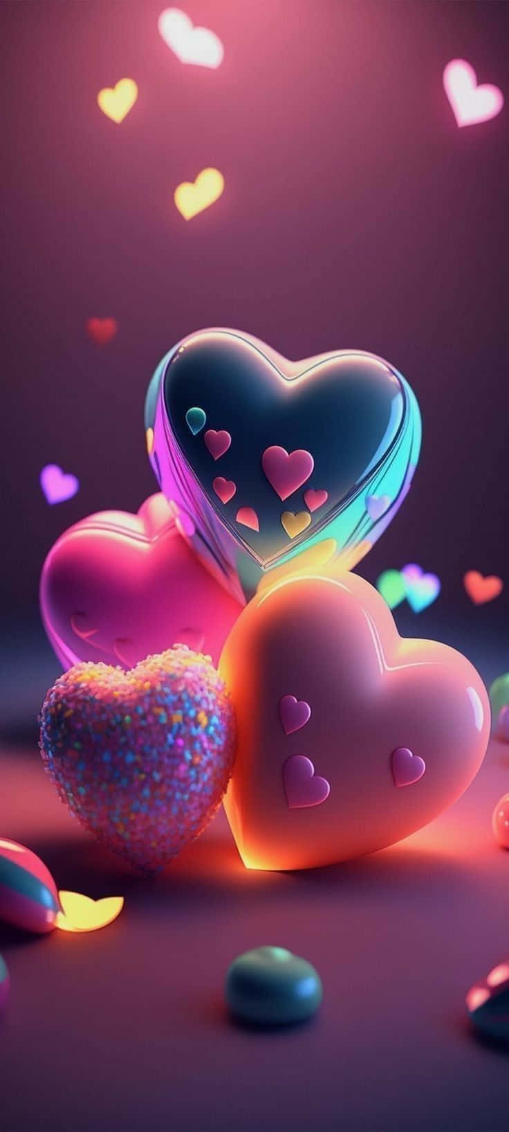 Colorful Hearts Illustration Wallpaper