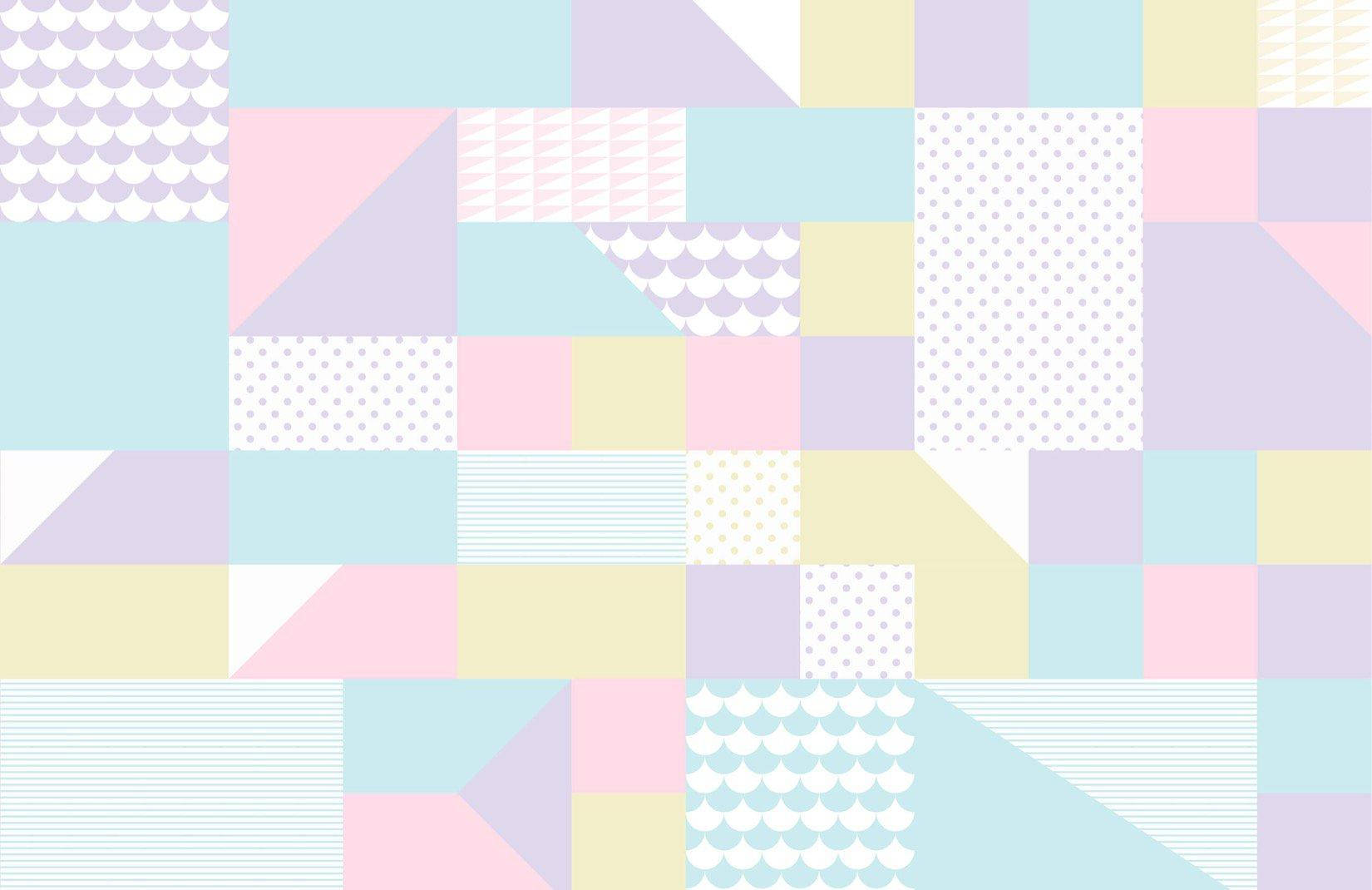 Colorful Pattern In Pastel Aesthetic Desktop Wallpaper