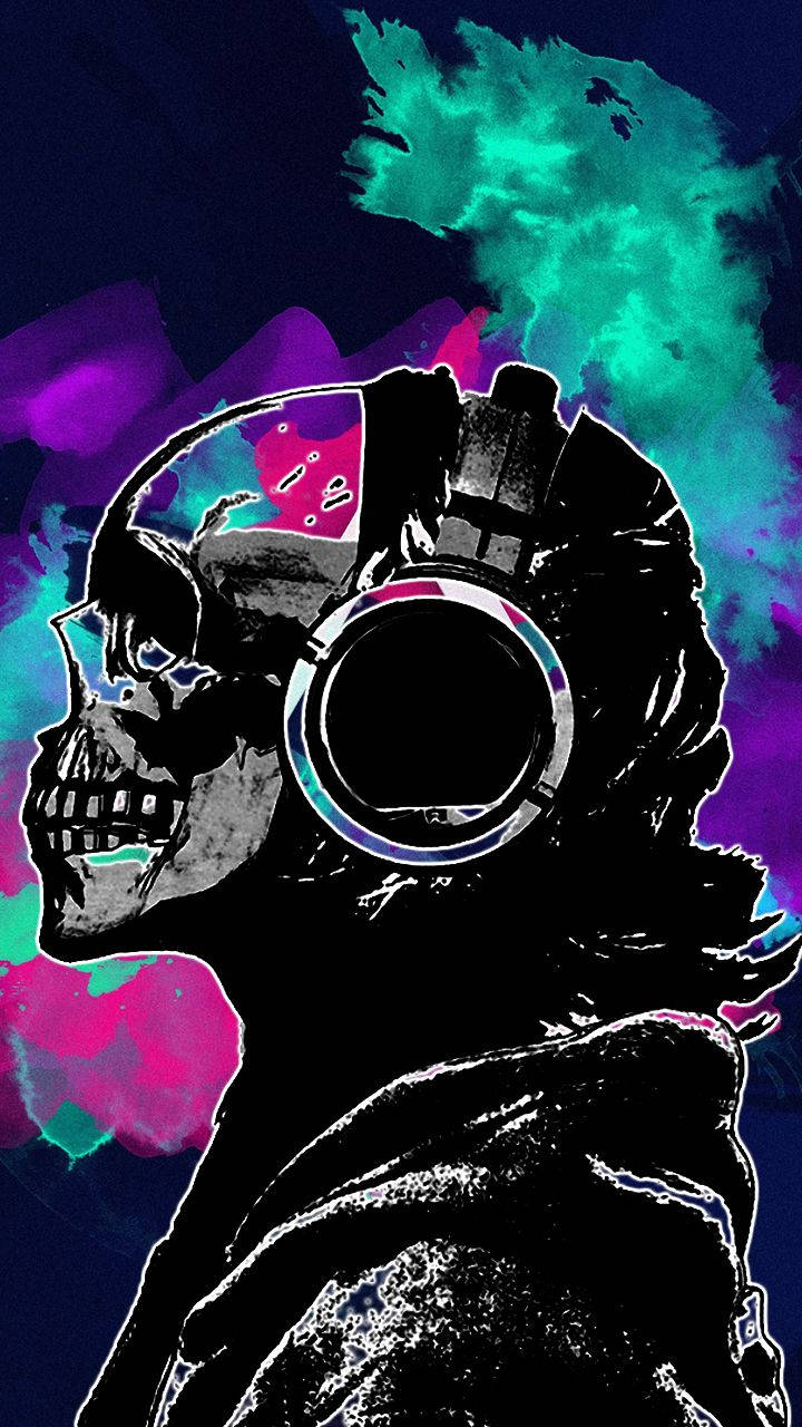 Colorful Skeleton Music Phone Wallpaper