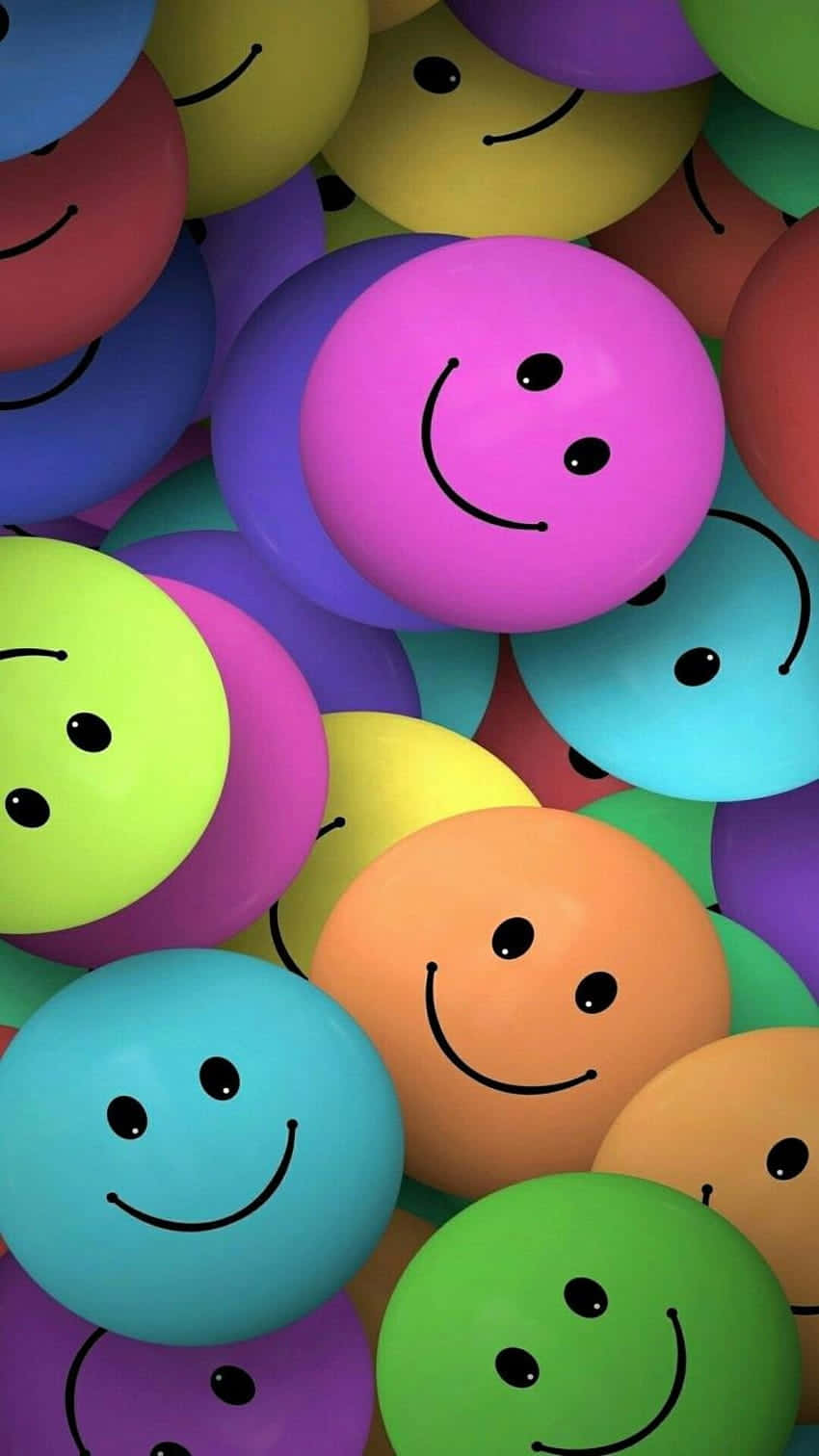 Colorful Smiley Face Balloons Wallpaper