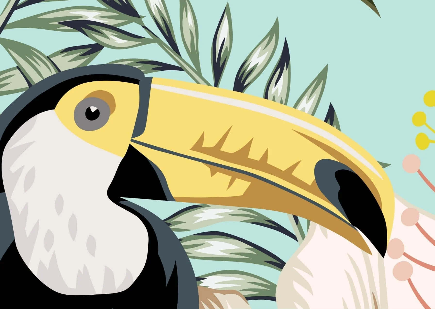 Colorful Toucan Illustration Wallpaper