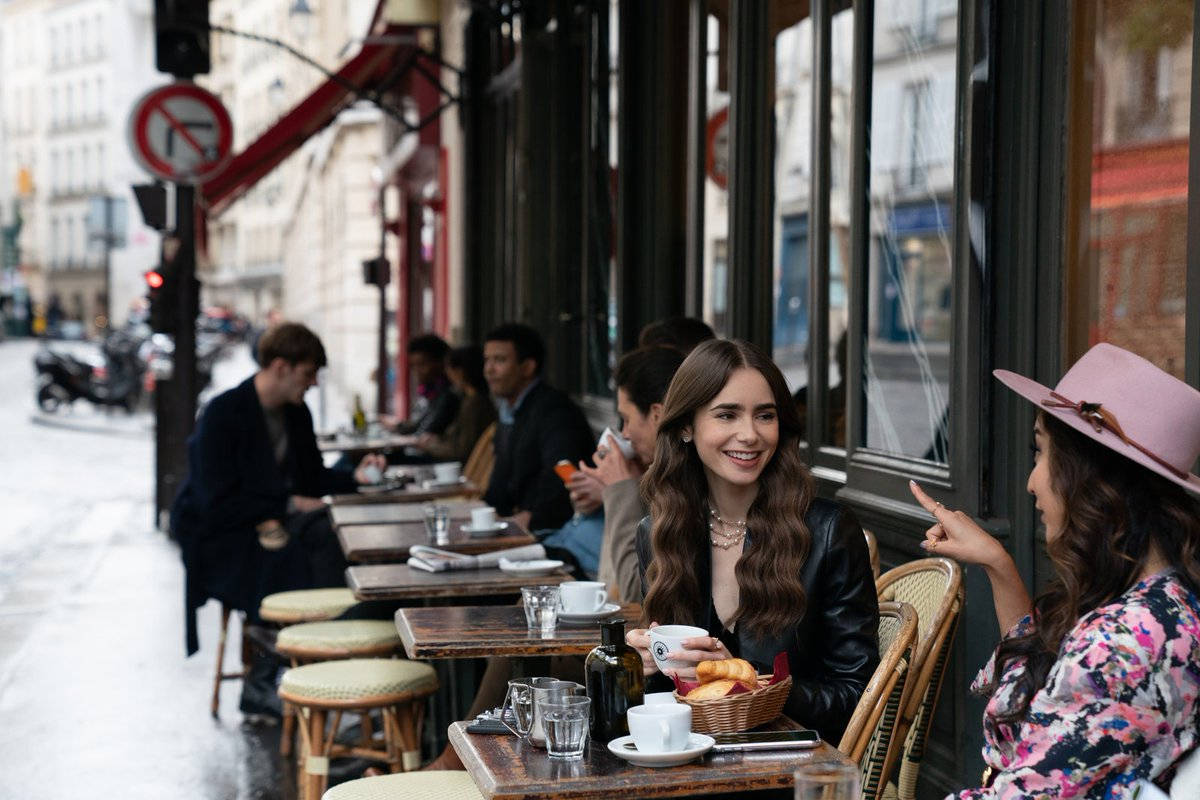 Come Join Emily For Tea Time In Paris Wallpaper