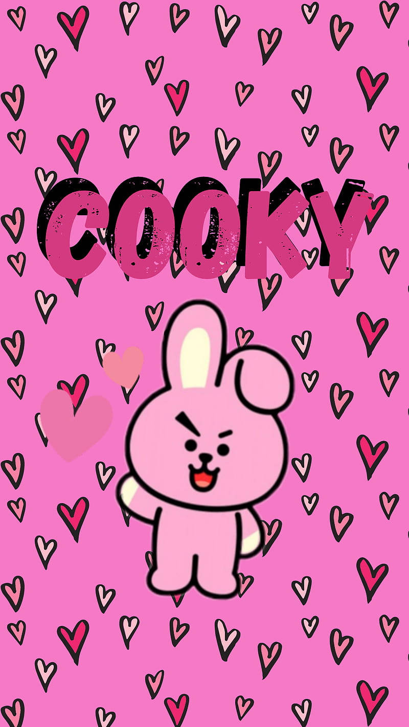 Cooky Bt21 Hearts Poster Wallpaper