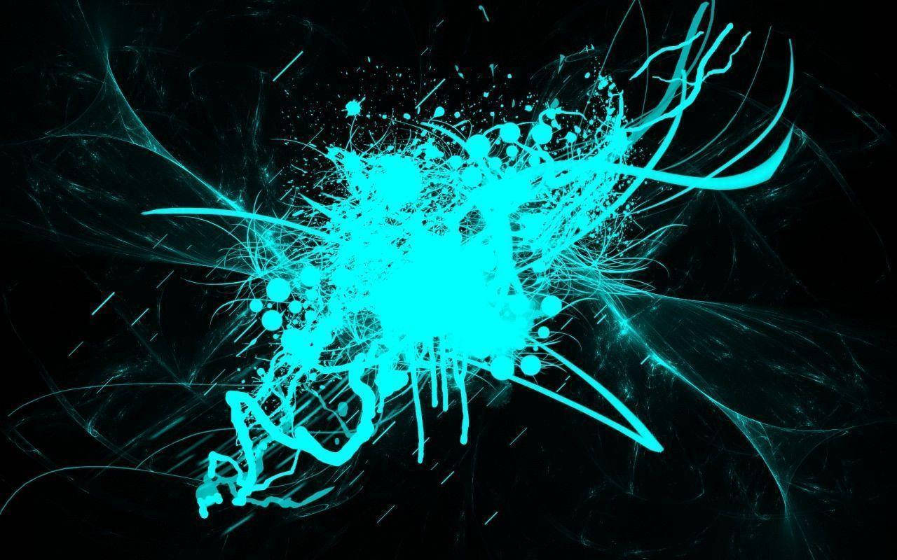 Cool Cyan Neon Splash Art Wallpaper