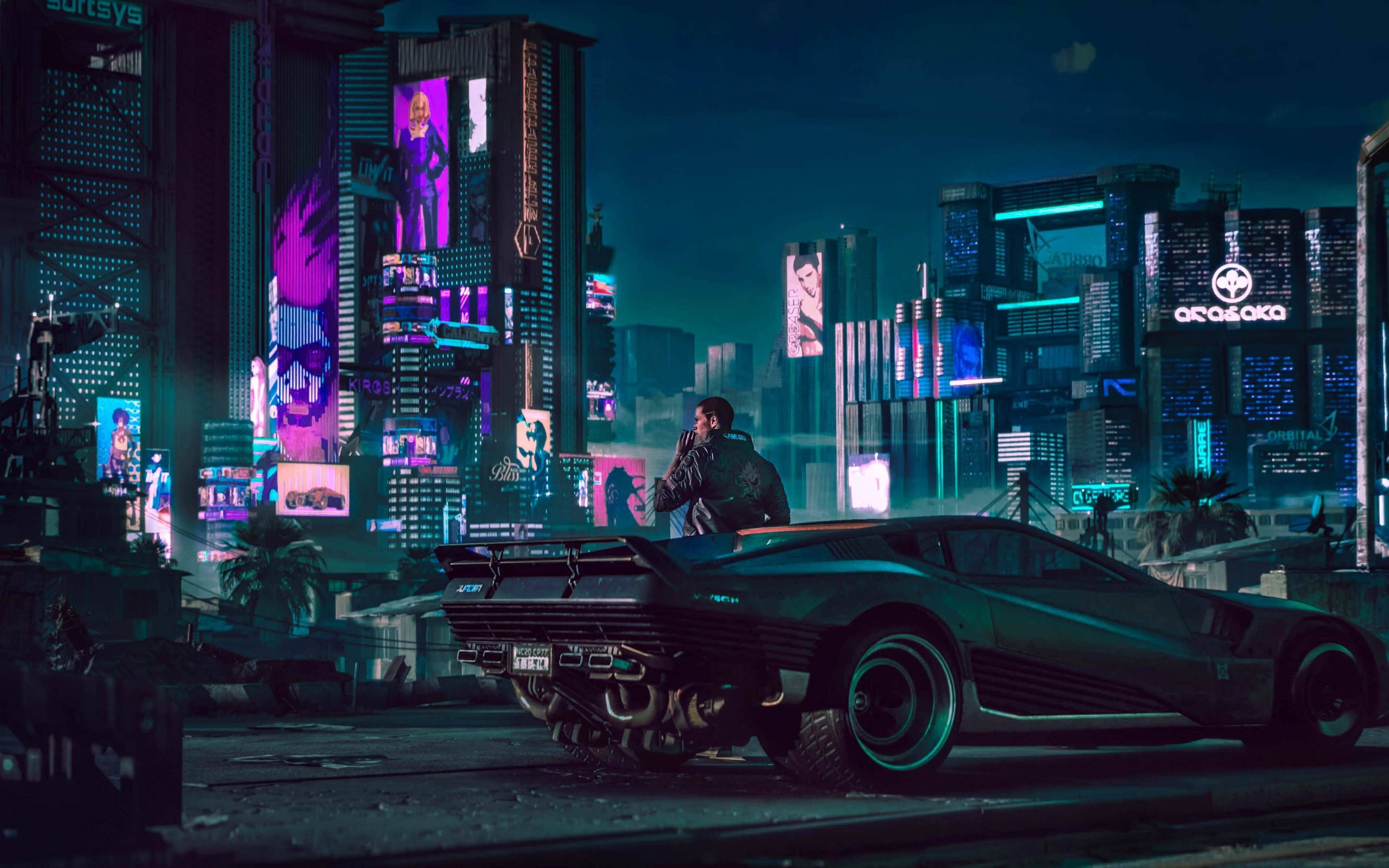 Cool Cyberpunk City Tablet Wallpaper