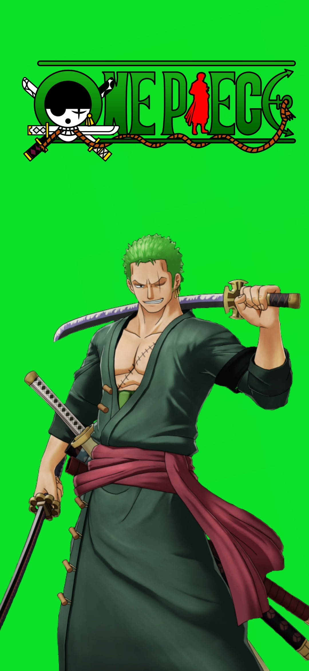 Cool Drawing Zoro Pfp Green Background Wallpaper