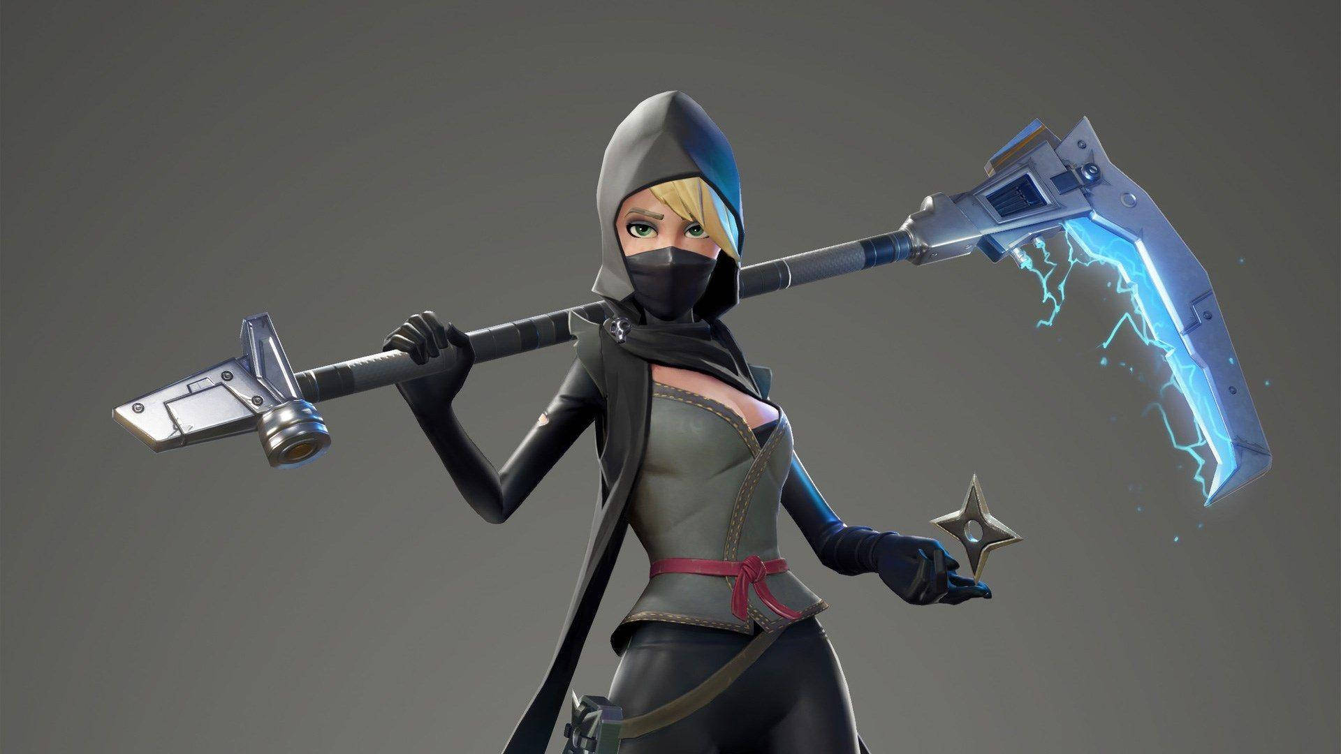 Cool Fortnite Skin Female Ninja With Scythe Wallpaper