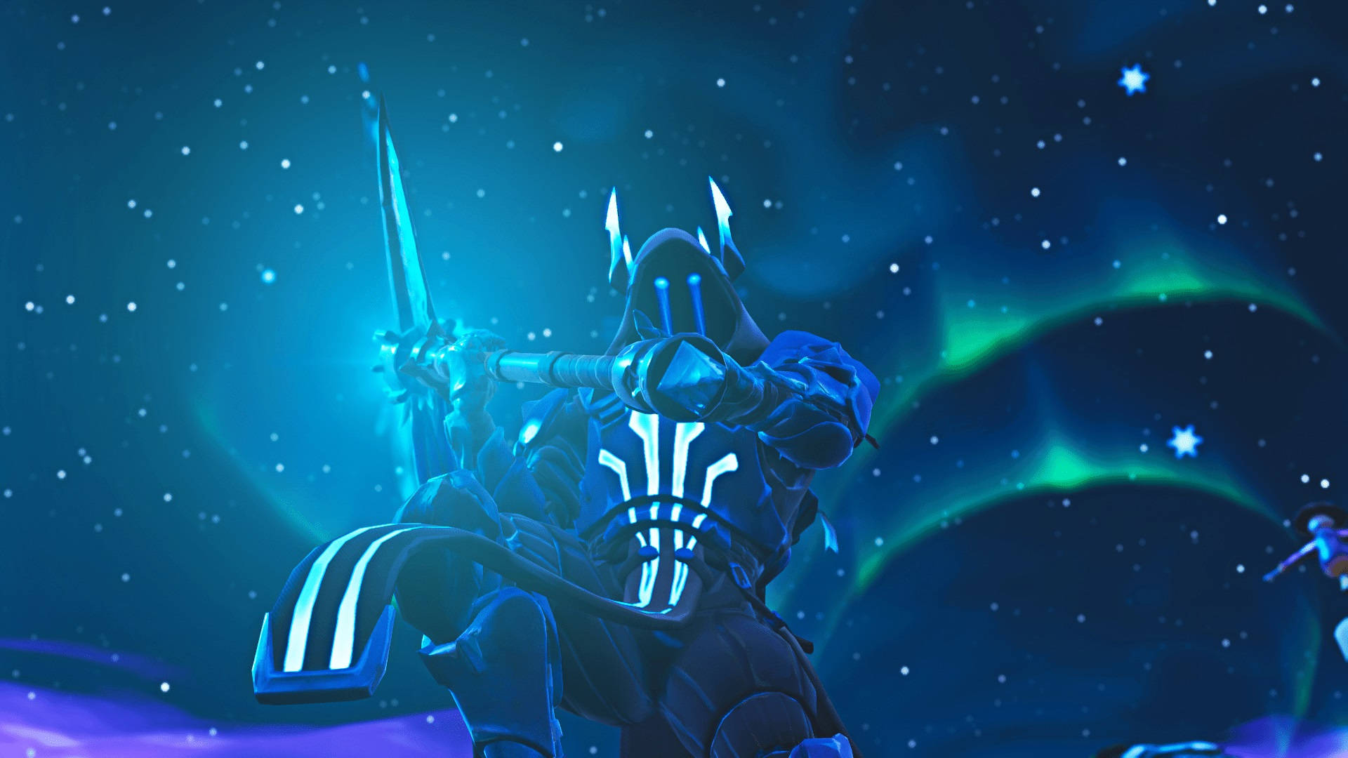 Cool Fortnite Skin Ice King Neon Blue Aesthetic Wallpaper