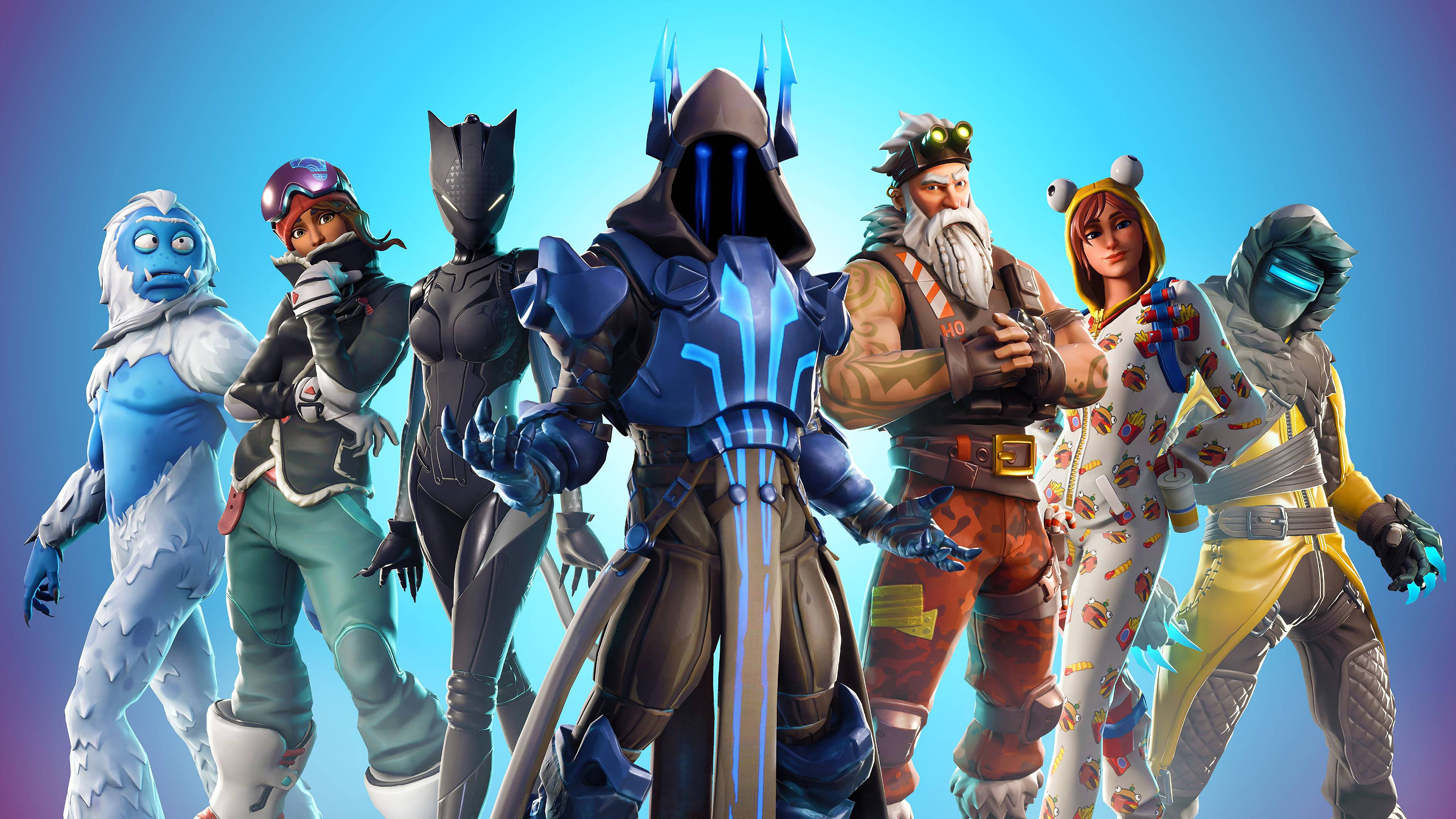 Cool Fortnite Skin Light Blue Aesthetic Group Photo Wallpaper