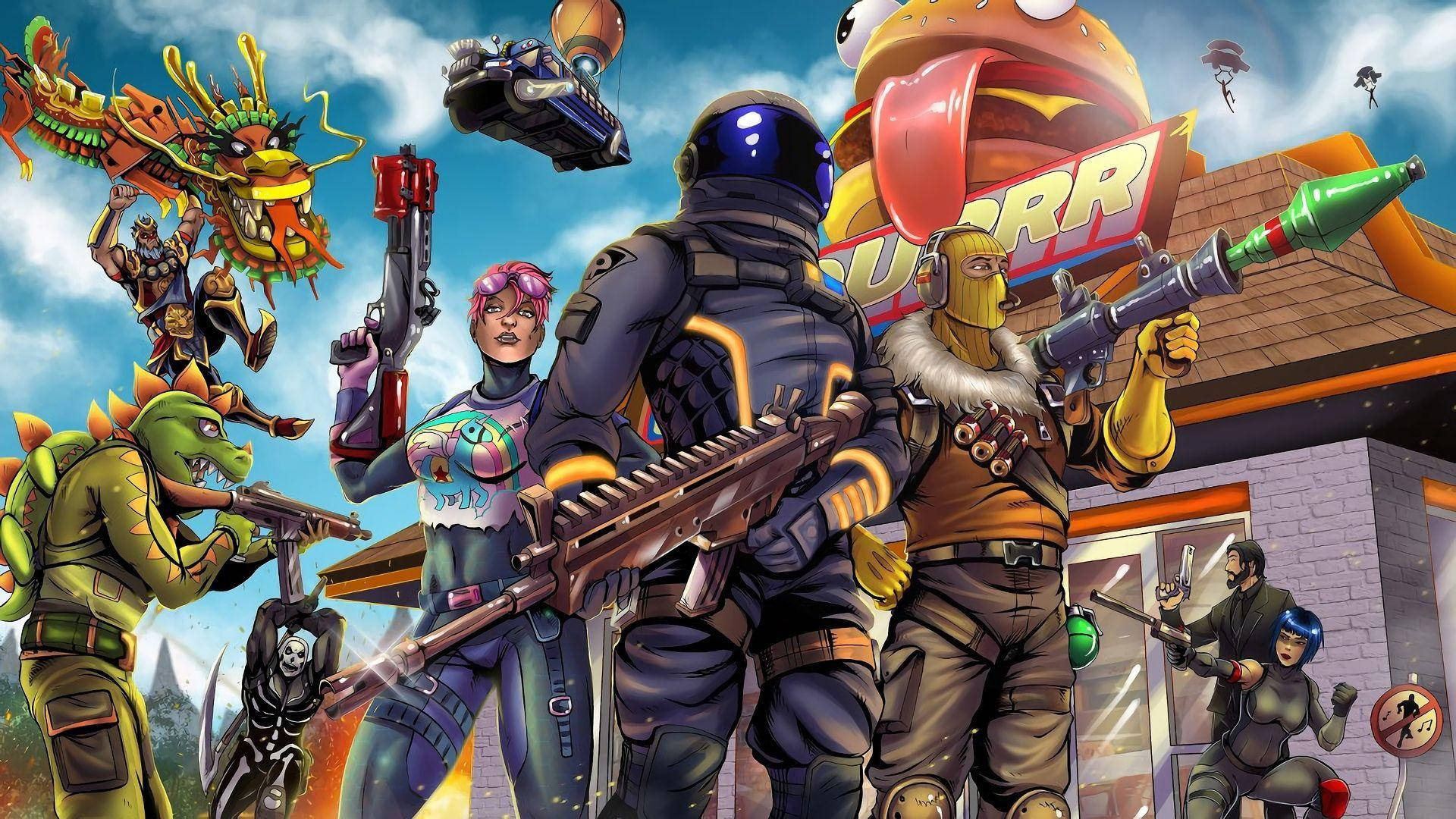 Cool Fortnite Skin Outside Diner Wallpaper