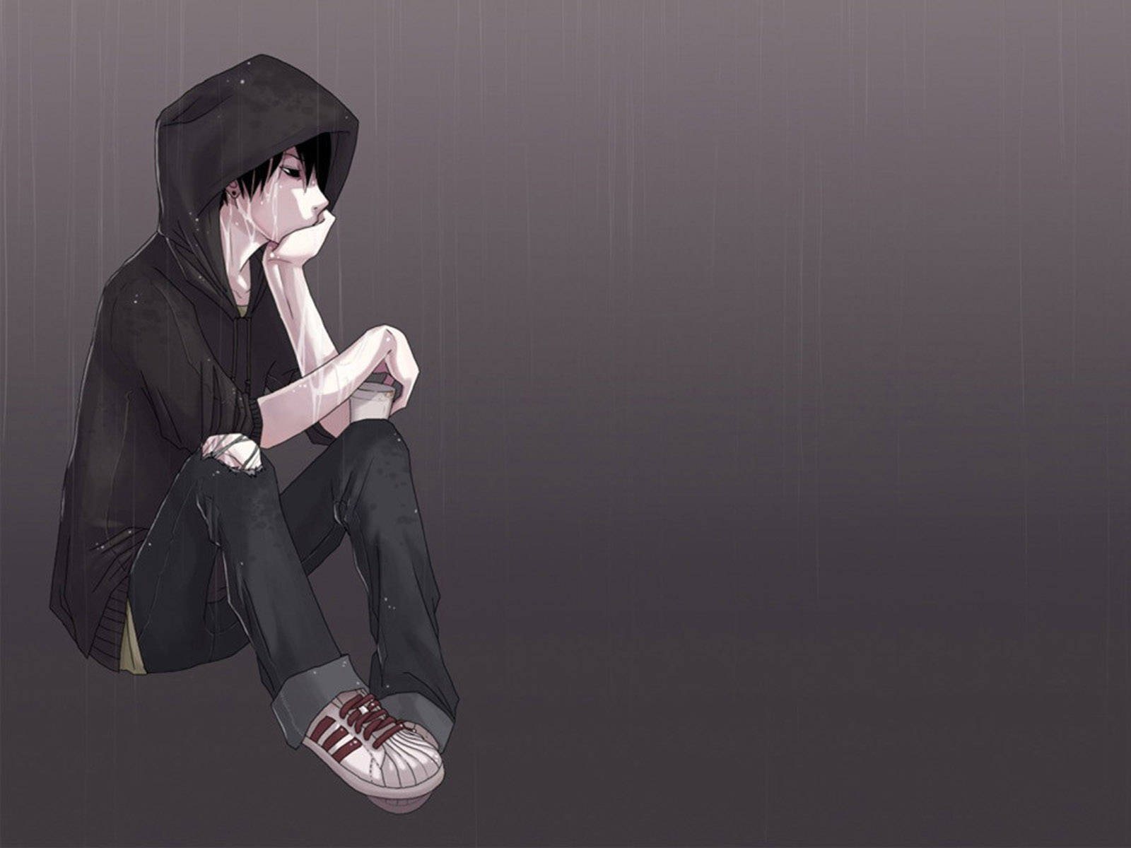 Cool Men Anime Boy In Hoodie Wallpaper