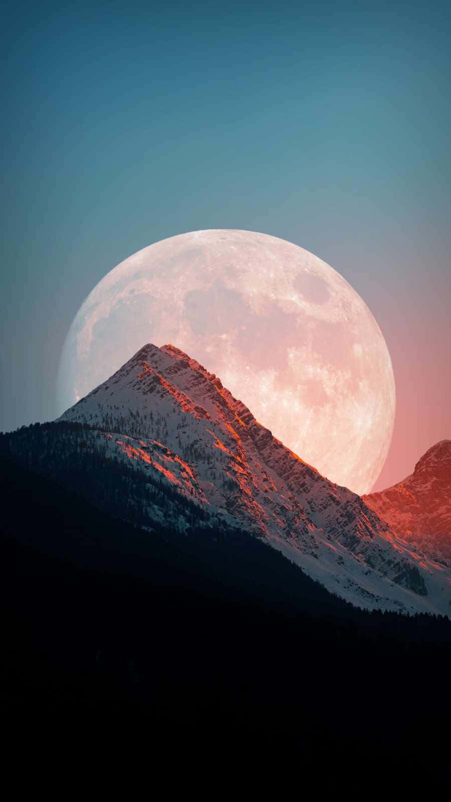 Cool Moon Over Mountains Wallpaper