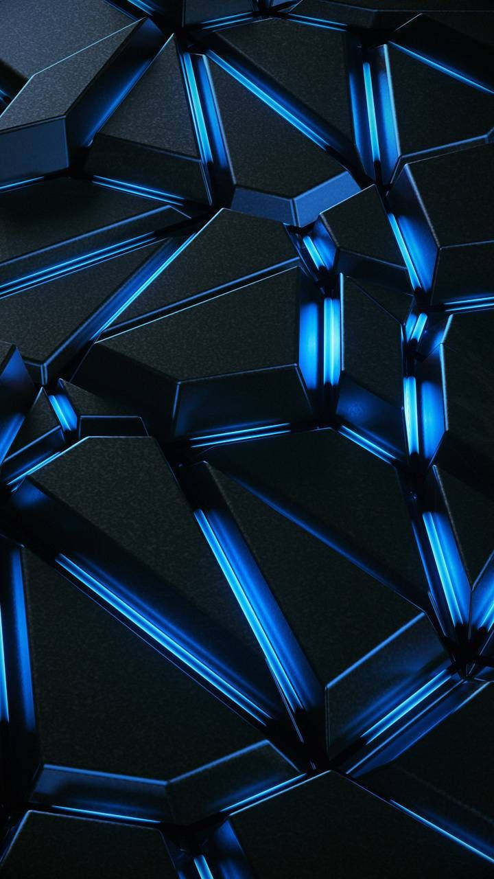 Cool Neon Blue Lines Creating Different Shapes Wallpaper