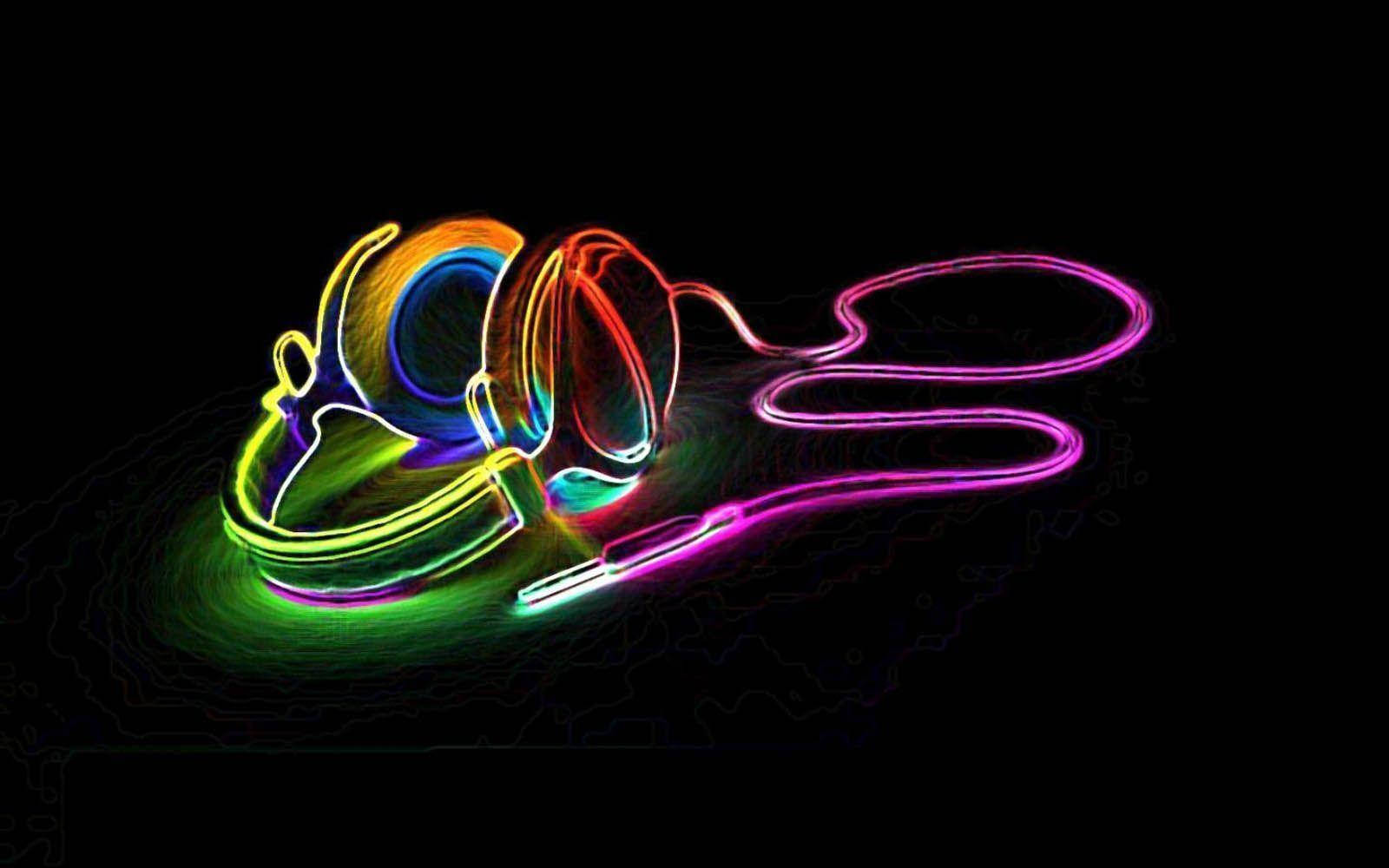 Cool Neon Headphones Wallpaper