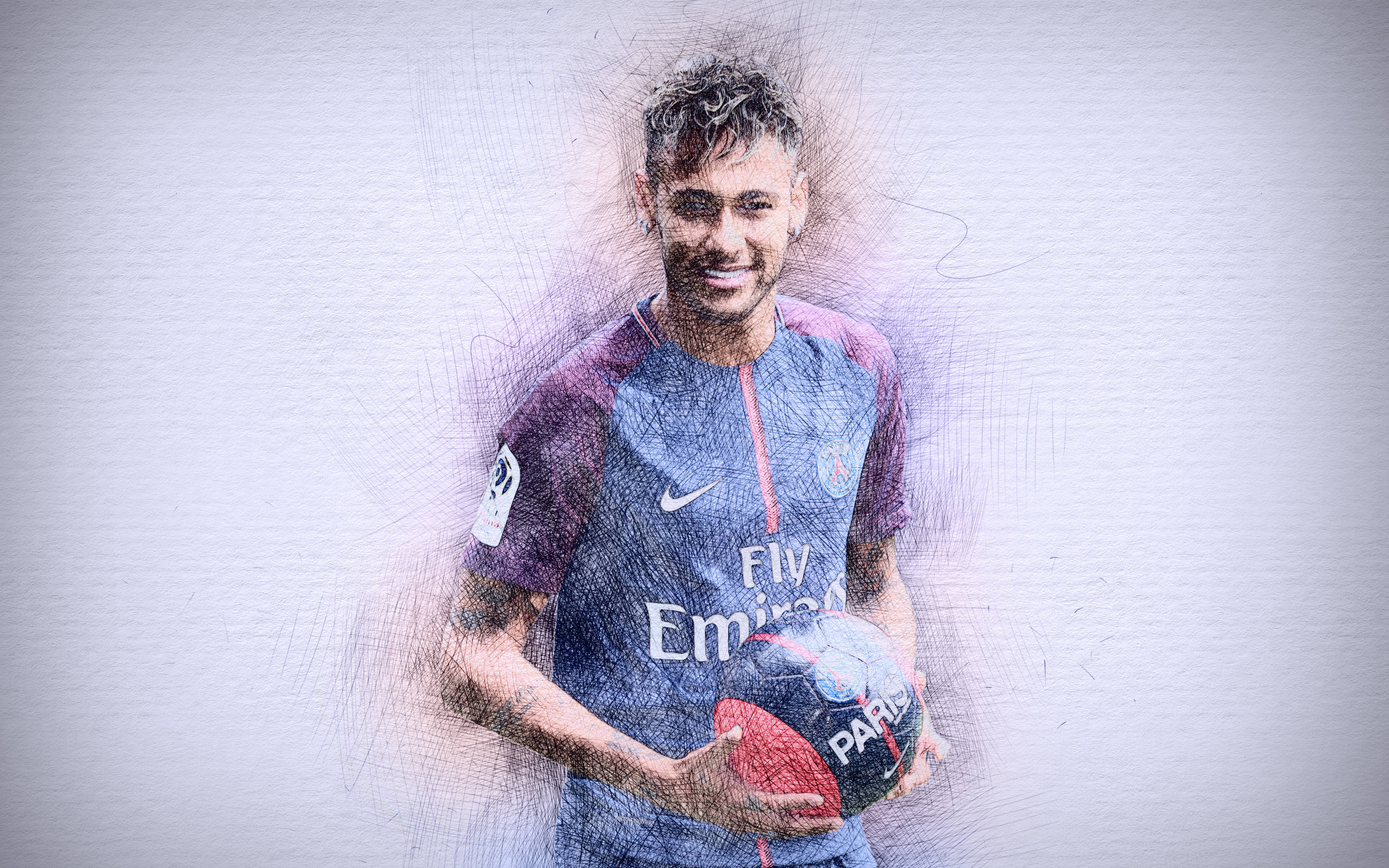 Cool Neymar Jr Digital Sketch Wallpaper