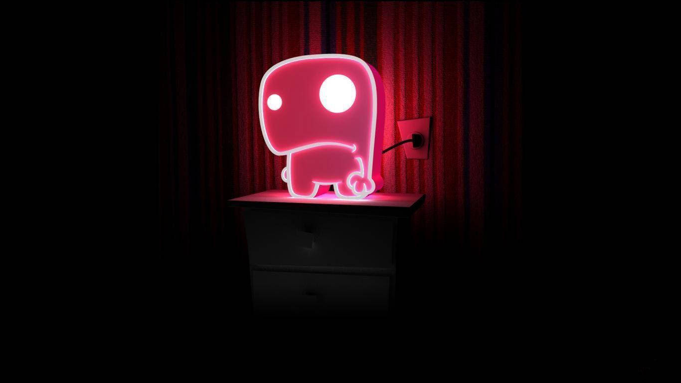 Cool Red Neon Cartoon Wallpaper