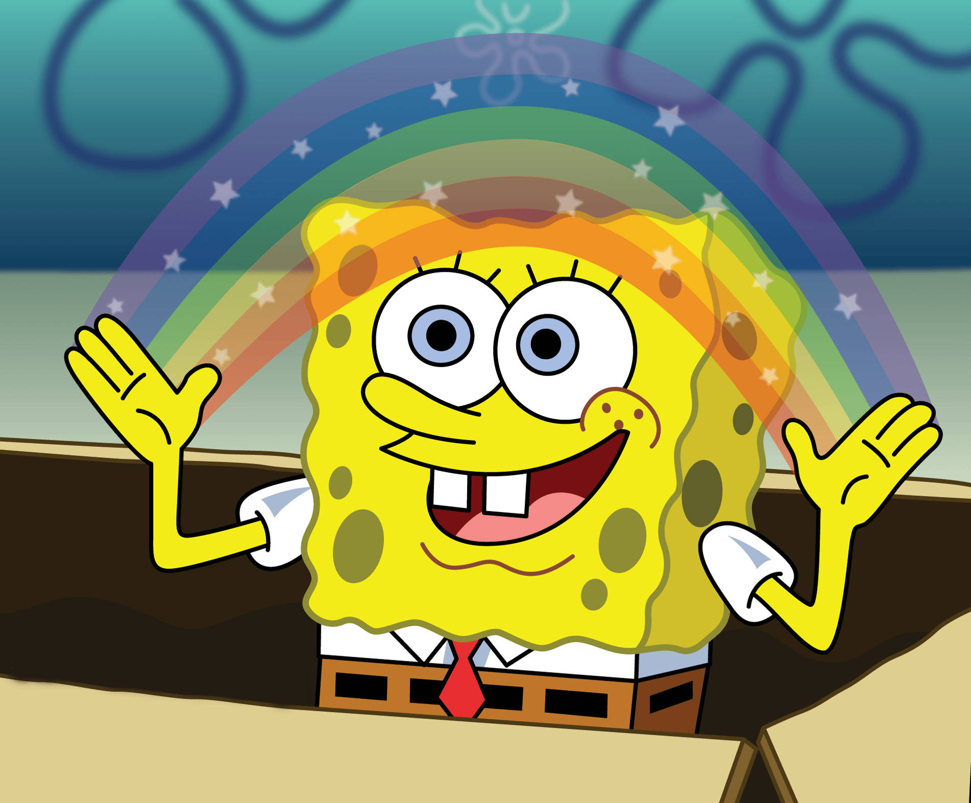 Cool Spongebob Squarepants Imagination Rainbow Wallpaper