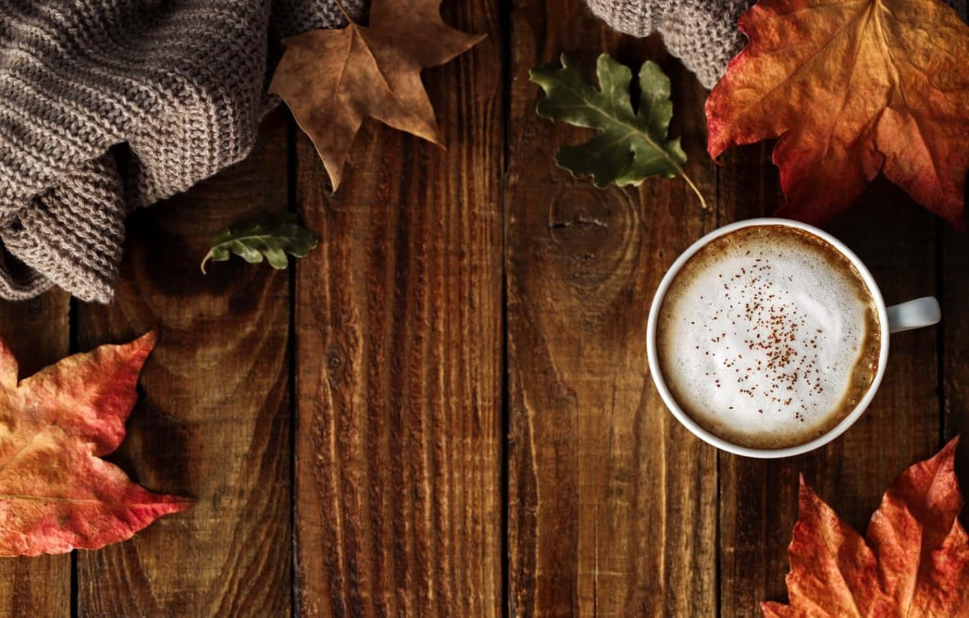 Cozy Fall Desktop Coffee And Scarf Wallpaper